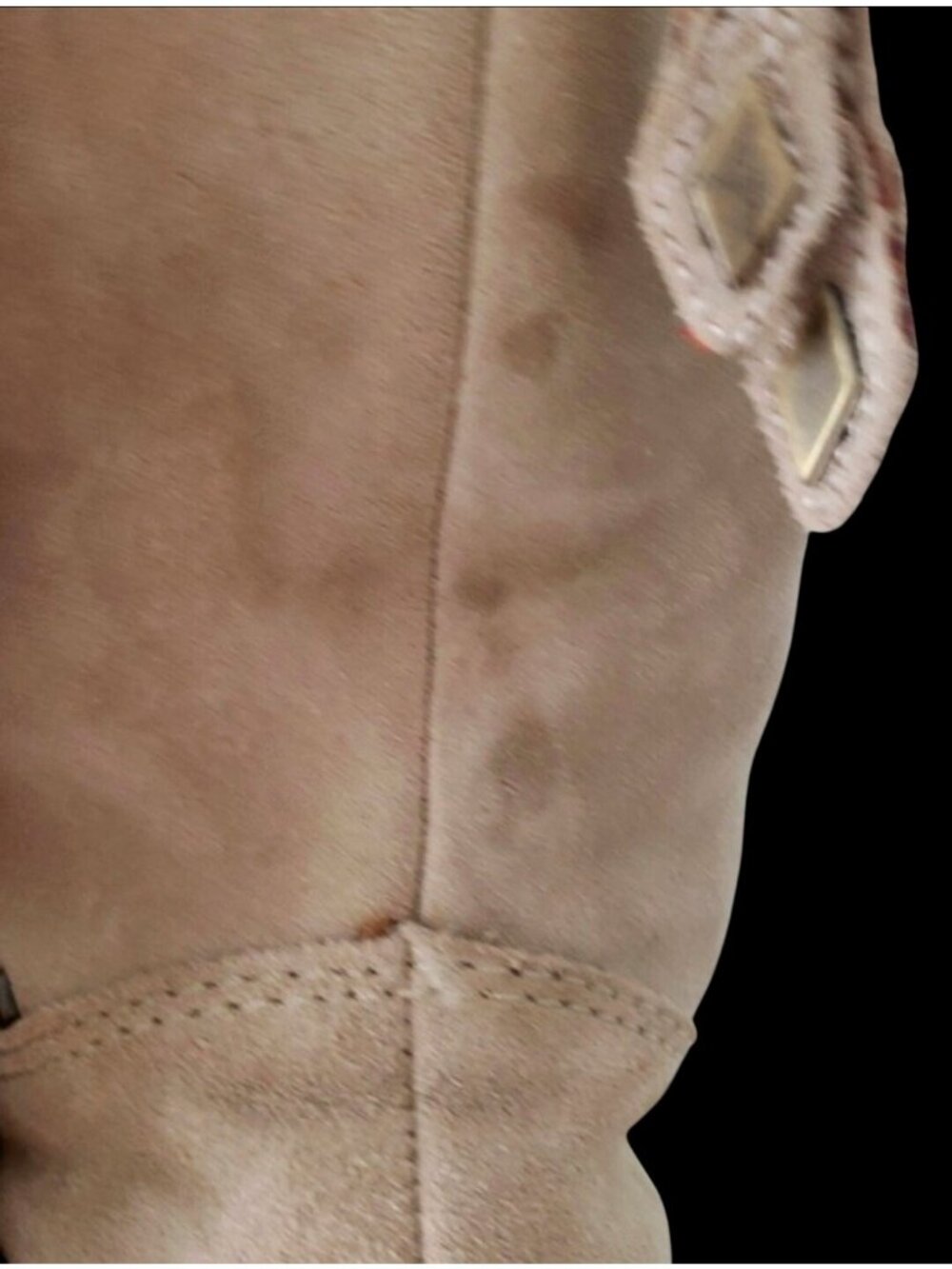 Beige Suede Waterproof Mid-Calf Boots With Embroidered Boho  Detail & Fur Lining - Picture 14 of 16